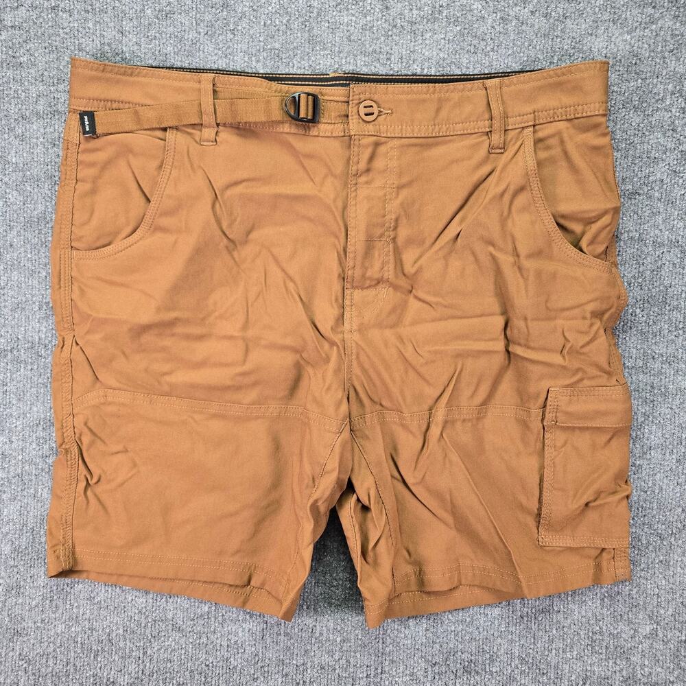 Prana Zion II Shorts Mens 38x8 Caramel Brown Stretch Belted Cargo Outdoor Hiking